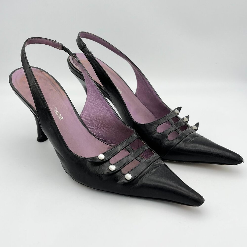 L’Autre Chose Black Slingback Heels – Size 38